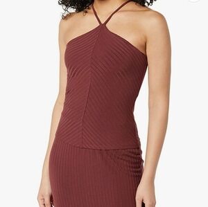 Daily Ritual Women's Wide Rib Cropped T-Strap Cami Top in Brown Size XXL